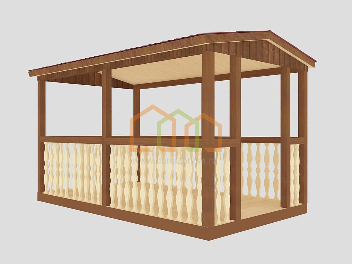 Беседка садовая 4х2,3 Площадь:9.2 м² Каркас 40х50 мм. под ключ в Вязьме